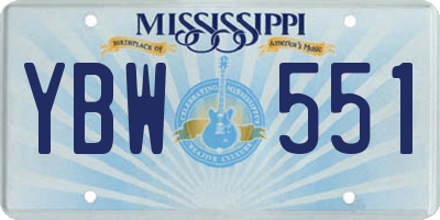 MS license plate YBW551