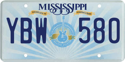 MS license plate YBW580