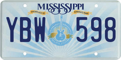 MS license plate YBW598