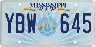 MS license plate YBW645