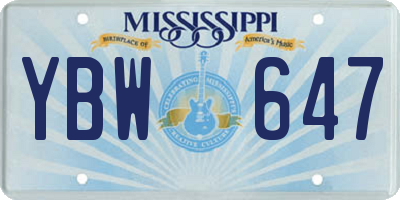 MS license plate YBW647