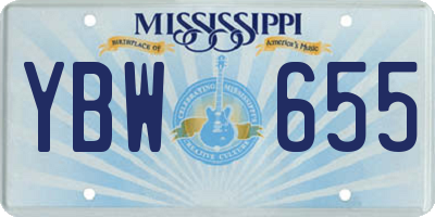 MS license plate YBW655