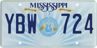 MS license plate YBW724