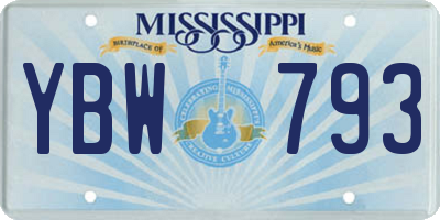 MS license plate YBW793