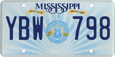 MS license plate YBW798