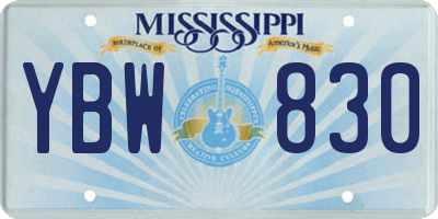 MS license plate YBW830