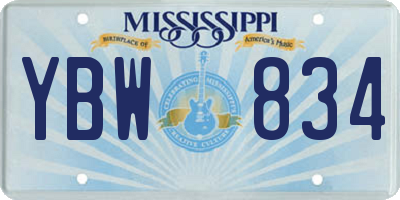 MS license plate YBW834