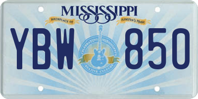 MS license plate YBW850