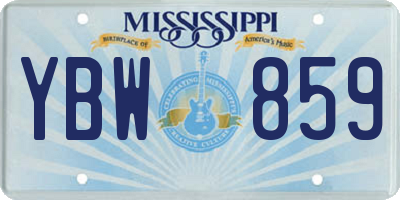 MS license plate YBW859