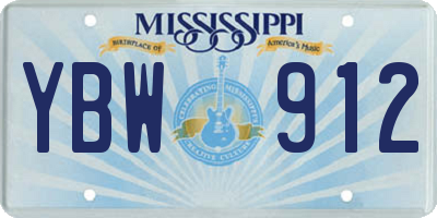 MS license plate YBW912
