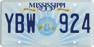 MS license plate YBW924