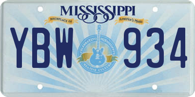 MS license plate YBW934