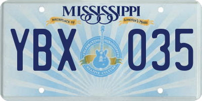 MS license plate YBX035
