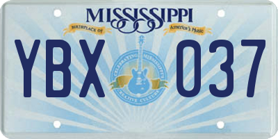 MS license plate YBX037