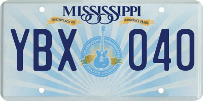 MS license plate YBX040