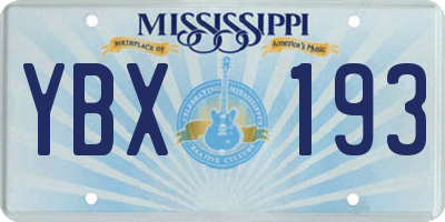 MS license plate YBX193