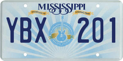 MS license plate YBX201