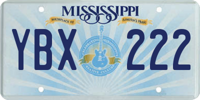MS license plate YBX222