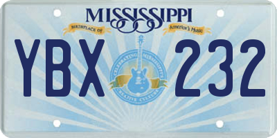 MS license plate YBX232