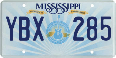 MS license plate YBX285