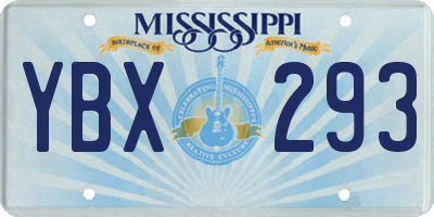 MS license plate YBX293