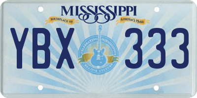 MS license plate YBX333