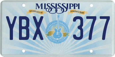 MS license plate YBX377