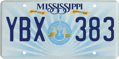 MS license plate YBX383