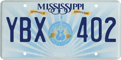 MS license plate YBX402