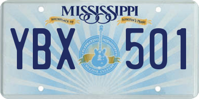 MS license plate YBX501