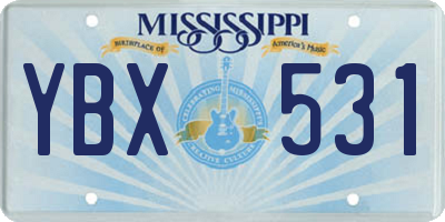 MS license plate YBX531