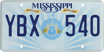 MS license plate YBX540