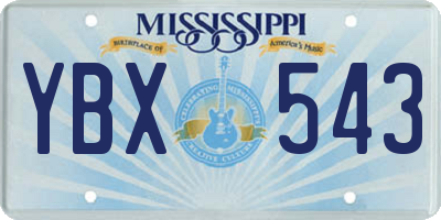 MS license plate YBX543