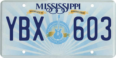 MS license plate YBX603