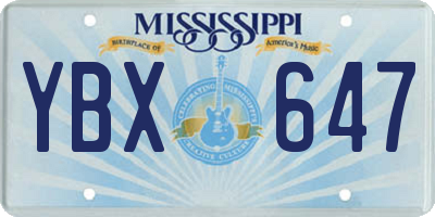 MS license plate YBX647