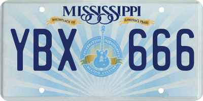 MS license plate YBX666