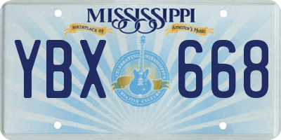 MS license plate YBX668