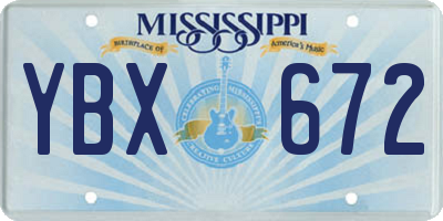 MS license plate YBX672