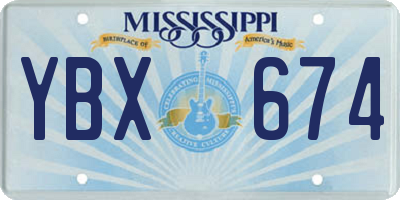 MS license plate YBX674