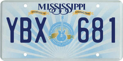 MS license plate YBX681