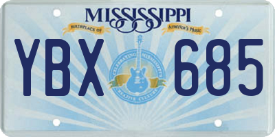 MS license plate YBX685