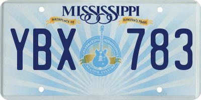MS license plate YBX783
