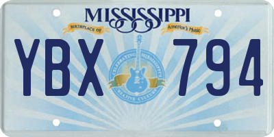 MS license plate YBX794