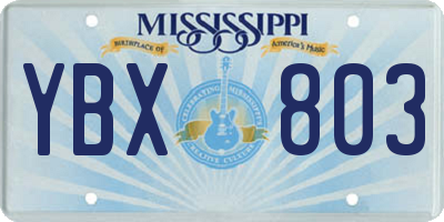 MS license plate YBX803