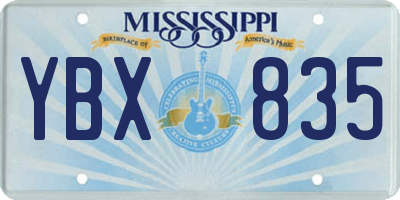 MS license plate YBX835