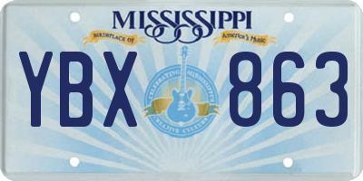 MS license plate YBX863