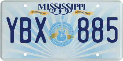 MS license plate YBX885