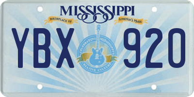 MS license plate YBX920