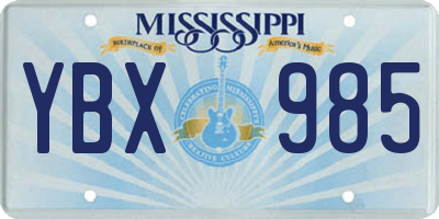 MS license plate YBX985