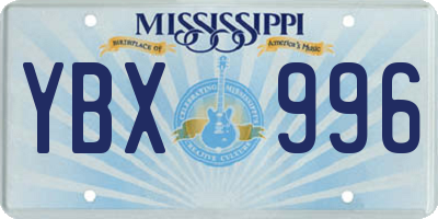 MS license plate YBX996